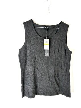 Cable Gauge Heather Charcoal Grey Scoop Neck Sleeveless Knit Top NWT Stretch